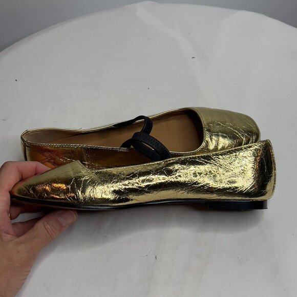 Madewell $98 The Greta Ballet Flat Metallic Gold Size 7 NR847 - Picture 7 of 12
